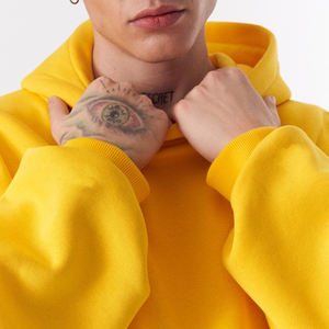 High Quality Cotton Terry Oversize Hoodie Streetwear Basics, Cotton Blended Thick Fleece Drop Shoulder <b>Plain</b> Blank <b>Men</b> <b>Hoodies</b> - Product Image 2