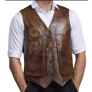Chaleco de Cuero para Hombre, Casual, Transpirable, Ecológico, de Secado Rápido, Cómodo para Invierno, Estilo Motero, Duradero, Estilo Occidental para Aventura - Product Image 2