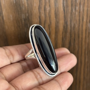 High Quality Natural <b>Black</b> <b>Onyx</b> Gemstones Sterling Silver Plated <b>Rings</b> Wholesale Brass Gemstone Fashion <b>Ring</b> Waterproof Jewelry - Product Image 1