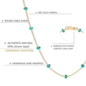 GOODSTONE, collar de cadena de Plata de Ley 925 para mujer, cuentas de ópalo verde Natural chapadas en oro, 18 tamaños, oro amarillo, regalos de bodas - Product Image 4