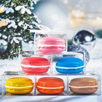 Grossistes Boîte de luxe recyclable PET/PP pour macaron Boîte à macaron en plastique transparent transparent pliable pour gâteau