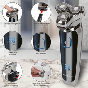 Afeitadora Rotativa Inalámbrica Recargable Negra, Maquinilla de Afeitar Eléctrica con Pantalla LED, Accesorios, IPX7, Mini Afeitadora Eléctrica de Repuesto para Rostro - Product Image 2