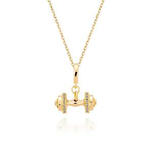 Jeulia Move My Way <b>Clip</b>-<b>On</b> Dumbbell <b>Charm</b> 18K Gold-Plated Fine Pendant - Product Image 2