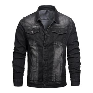 Chaqueta Vaquera de Invierno para Hombre, Estilo Urbano, Casual, Vintage, Manga Larga, Cierre de Botones, Corte Ajustado, Cuello Mao, Logotipo Frontal, Transpirable - Product Image 1