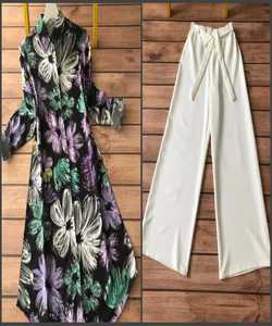 Costume de pelouse islamique pakistanais pour femmes musulmanes avec long imprimé Kameez et Dupatta dans le style modeste de fête de l'Aïd - Product Image 6