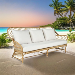 Banc en rotin spacieux pour l'extérieur Lignes épurées et tons neutres pour les décors bohèmes scandinaves ou tropicaux - Product Image 3