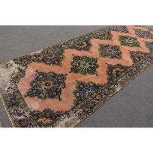 Alfombra tradicional de lana de retazos Beige negro 4,5 X 12.2ft alfombras rectangulares turcas hechas a mano para sala de estar para pasillo dormitorio látex - Product Image 2