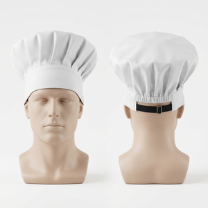 Gorro de Chef Blanco de Alta Calidad, 220 GSM, Polialgodón, Cierre Elástico, Bordado Personalizado, Etiqueta Tejida con Logotipo, Gorros para el Cabello - Product Image 1