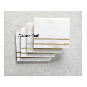 New Arrival Heat Resistant Marble Tea Cup Coasters <b>Non</b> <b>Slip</b> Marble Coasters Home and <b>Kitchen</b> Metal Inlay Marble Coasters - Product Image 2