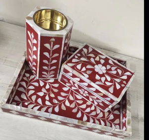 Caja de incienso Bakhoor árabe tradicional hecha a mano con incrustaciones de hueso y exquisito diseño de incrustaciones de madreperla, juego de caja de quemador de 3 uds - Product Image 3