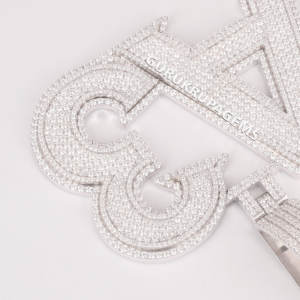 Collar con abalorio de alfabeto y números de Plata de Ley 925 con colgantes de Hip Hop cultivados en laboratorio de nuevo diseño - Product Image 4