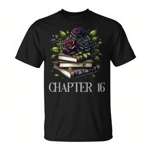 T-shirt con fiori gotici per il 16° compleanno, per gli amanti dei libri, capitolo 16, abbigliamento promozionale - Product Image 2