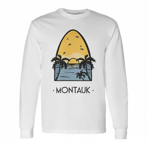 T-shirt à manches longues Montauk Vintage Surf, t-shirt promotionnel pour homme avec un graphisme vintage sur le thème du surf - Product Image 2