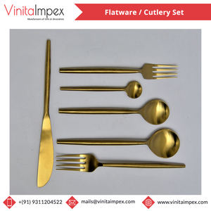 Juego de Cubiertos de boda real del norte de Europa 2023, mango con acabado dorado, incluye cuchillo, tenedor, cuchara, suministro directo de fábrica - Product Image 2