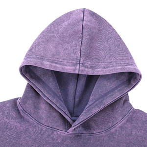 Venta al por mayor de ácido lavado pulóver con capucha de los hombres personalizados en blanco Vintage de gran tamaño pesado ácido lavado sudaderas con capucha para los hombres de algodón mezclado - Product Image 2