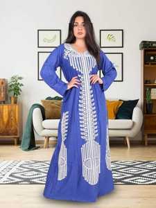 Abiya en coton brodé pour femmes, vêtements islamiques, jilbab arabe, dubaï, nouvelle collection 2022 - Product Image 2