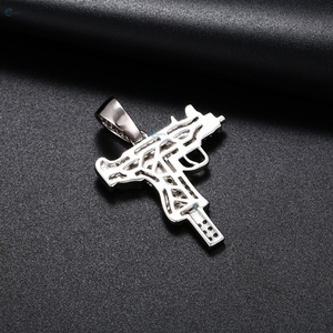 Pendentif en diamant de laboratoire glacé, style rappeur, pendentif pistolet, bijoux tendance hip-hop pour homme - Product Image 6