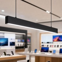 Lampe suspendue linéaire LED en aluminium de 1500 mm pour magasin d'électronique, 6000K, dimmable, pour zone de démonstration, plafonnier