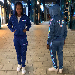 Chándales de invierno de alta calidad Unisex para entrenamiento y entrenamiento Chándal de poliéster 100% personalizable con tiras laterales al por mayor - Product Image 2