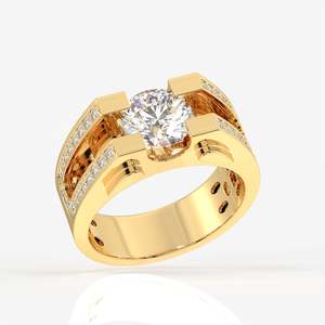 Bague Albert pour homme en or 14 carats avec diamant de laboratoire pour fiançailles ou promesse, clarté VS, taille princesse émeraude, certifiée IGI, style HipHop - Product Image 2