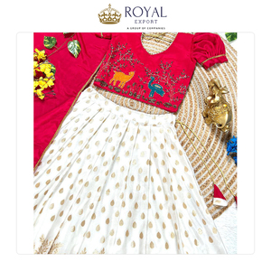 Meilleure qualité dernière collection de vêtements indiens pour enfants de créateur soie lourde et soie de chinnon Lehenga Choli pour mariage - Product Image 6