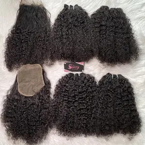 ベトナムの人間の髪ナチュラルブラックビルマの巻き毛の人間の髪の束はかつらを作るためにヘアエクステンションを編む