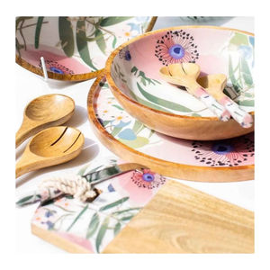 Exquisito juego de utensilios de cocina de esmalte de madera para fiestas con acentos de esmalte vibrante cuencos cucharas cuchillo de queso-Craft Emporium - Product Image 1