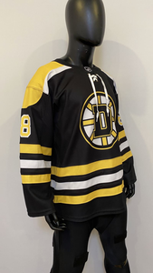 Jersey promocional de hockey sobre hielo para hombres, número de equipo personalizado, cierre de cordones elegantes, camisas estampadas a rayas de poliéster a la mejor venta - Product Image 2