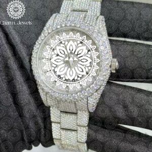 Charm_Jewels Luxury Stainless Steel Round Analog Quartz <b>Watch</b> 38mm Sapphire Crystal Folding Clasp Women - Product Image 2