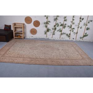 Traditional Beige <b>Brown</b> <b>Wool</b> Rug 6.6 X 11.3ft Vintage Turkish Patchwork Design for Living Rectangle Hallway Latex Bedside Rugs - Product Image 3