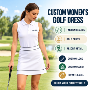 Abito da Golf Personalizzato per Donne, Senza Maniche con Colletto a <span class=keywords><strong>Polo</strong></span>, <span class=keywords><strong>Vestito</strong></span> Aderente da Tennis, 82% Poliestere Spandex, Robe De Golf Mujer OEM - Product Image 1