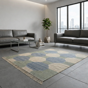 Alfombra Kilim Dhurrie de Lana Hecha a Mano con Tejido Plano, Patrón Geométrico Oriental, Ecológica, Antideslizante, Apta para Mascotas, Tamaño Personalizado, para Oración - Product Image 2