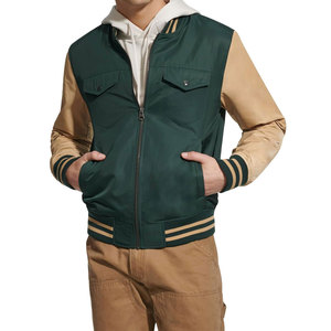 Chaqueta Varsity de Lona con Cremallera y Bolsillos Laterales, Resistente al Viento, Diseño Moderno, Calidad Premium, Venta al Por Mayor, Ribetes Elásticos - Product Image 1
