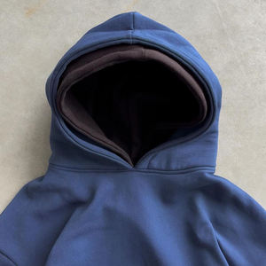 Sportish Impex High Quality No <b>String</b> Double Hooded Boxy <b>Hoodie</b> 100% Cotton French Terry Heavyweight Plain - Product Image 5