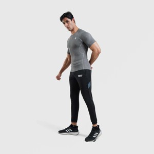 Short de compression à manches courtes pour la gym GA en gris, tissu tricoté 100% polyester - Product Image 4
