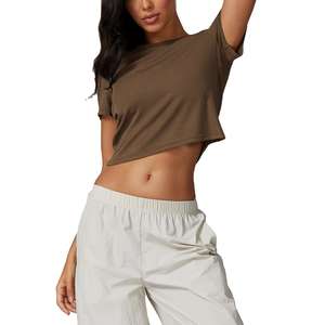 New Style Regular <b>Fit</b> <b>Crop</b> Top Breathable <b>T</b>-<b>Shirt</b> Women Hip Hop Printed <b>Shirts</b> Polyester/Cotton Quick Dry Wholesale Casual - Product Image 4
