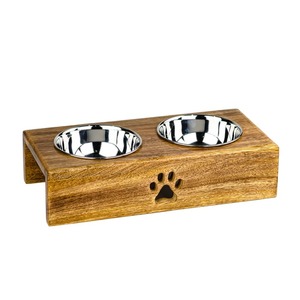 Haute qualité nouveau design bol en bois naturel pour animaux de compagnie mangeoire résistant à l'eau durable en gros fabriqués à la main - Product Image 1