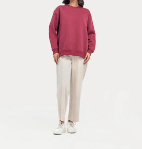 Logo personnalisé délavé à la pierre 100% coton polaire surdimensionné pull ras du cou sweat femmes broderie de haute qualité - Product Image 2