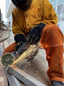 Pantalón de ropa de trabajo de cuero dividido de vaca, forro polar de punto puro para invierno, pantalones de soldador de soldadura de seguridad impermeables - Product Image 3