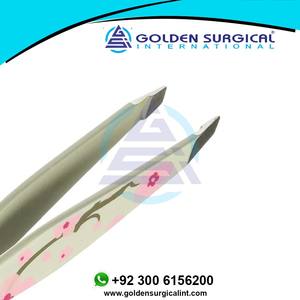 Pince à épiler à pointe inclinée en acier inoxydable, prix bas, collection de designers, logo et design personnalisés, antistatique - Product Image 4