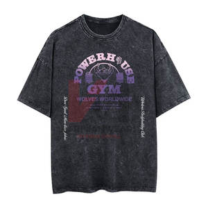Vintage Washed Gym Bodybuilding Sports T-Shirts <b>Men</b> Oversized Workout Tee Breathable Fitness Top Retro Washed Look Athletic - Product Image 1