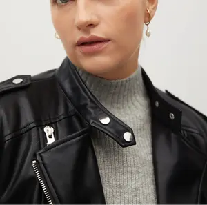 <b>Spring</b> Ladies <b>Coat</b> Winter Real Sheepskin Leather Motorcycle Jacket for <b>Woman</b> - Product Image 3