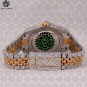 Montre de luxe Charm Jewells en acier inoxydable, boîtier rond de 38 mm, cristal saphir, lunette sertie de diamants, mouvement à quartz analogique, unisexe - Product Image 3