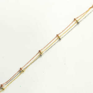 Pulsera de Plata de Ley 925 Chapada en Oro de 3 Colores con Perla de Agua Dulce y Cuentas con Forma de Corazón de Circonio, Material Principal: Oro - Product Image 2