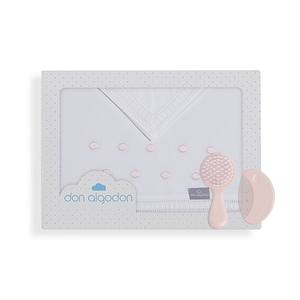 Lot de 3 draps de lit bébé en 100% coton, modèle Zoe avec motif à pois, technique de tissage - Product Image 1