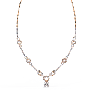18K Gold Wedding <b>Necklace</b> with Lab Grown Round Diamond (Color <b>D</b>) for Women - Product Image 2