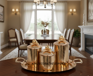 Handcrafted Rose Gold Stainless Steel Canister Pumpkin <b>Lid</b> Serving Tray | Europe Style <b>Decorative</b> Kitchen Tableware Storage - Product Image 1