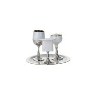 Coupe Kiddush en laiton soufflé à la bouche, design antique moderne, fait main, avec plateau, couleur personnalisée, capacité 51-100 ml, marque DC, OEM