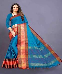 Saree en soie douce avec chemisier Vêtements pour femmes Dames Fête Festival Usage quotidien Sari en soie de coton doux Vente en gros à bas prix Ethnique - Product Image 4