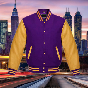 OEM 2022 Veste universitaire d'hiver de haute qualité pour hommes Nouvelle veste Letterman Design personnalisé Couleur unie Enduit à la mode pour le printemps - Product Image 1